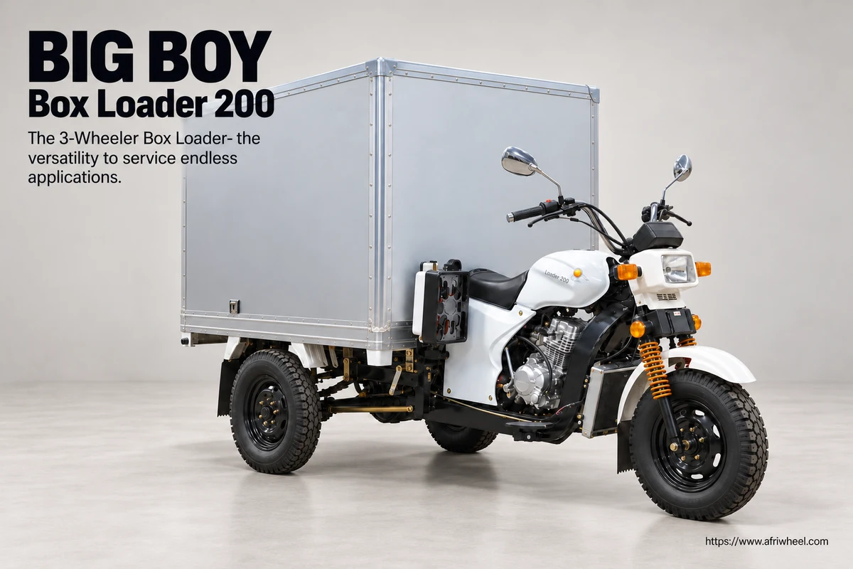 Big Boy Box Loader 200 in white, complete front three-quarter view with enclosed cargo box.