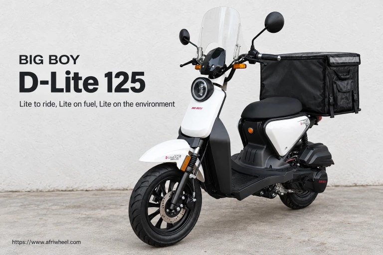 Big Boy D-Lite 125 in white, delivery scooter front three-quarter hero view