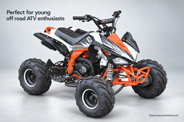 Big Boy Monster CRX110 in black, white and orange, front three-quarter studio view