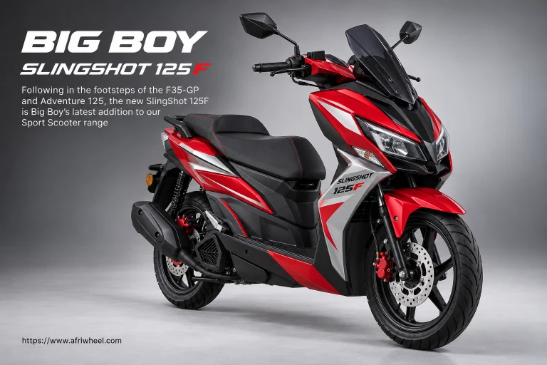 Big Boy SlingShot 125F in red body with black and silver graphics, complete front three-quarter hero view