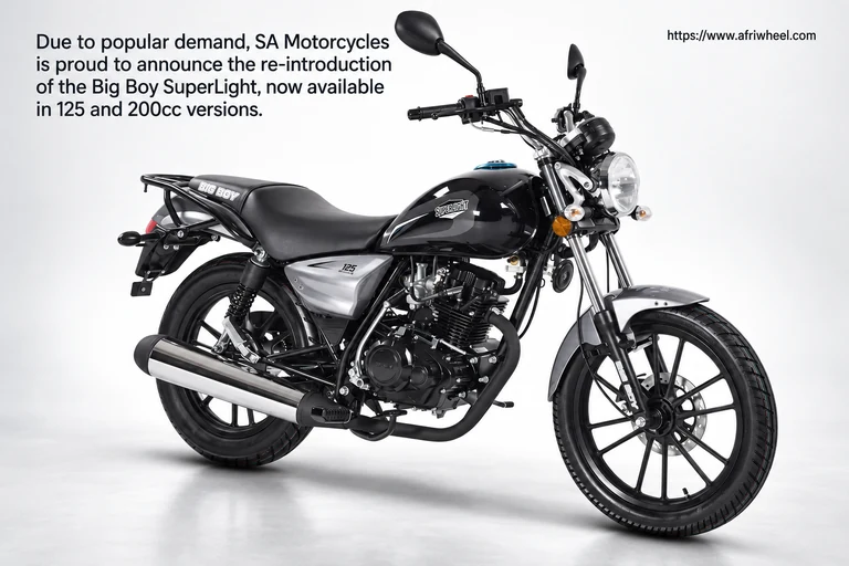 Big Boy SuperLight 125 black and silver street motorcycle hero with round headlamp and cast wheels