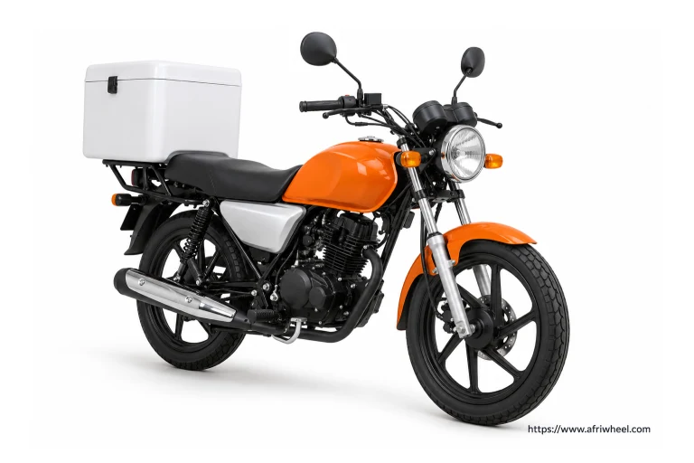 Big Boy SuperLight 200 Commercial in orange and black with white delivery box, front three-quarter hero view