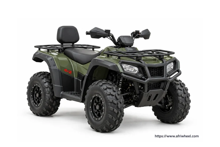 Big Boy Tracker 250 4×2 in olive green and black 4x2 utility ATV, complete front three-quarter hero view