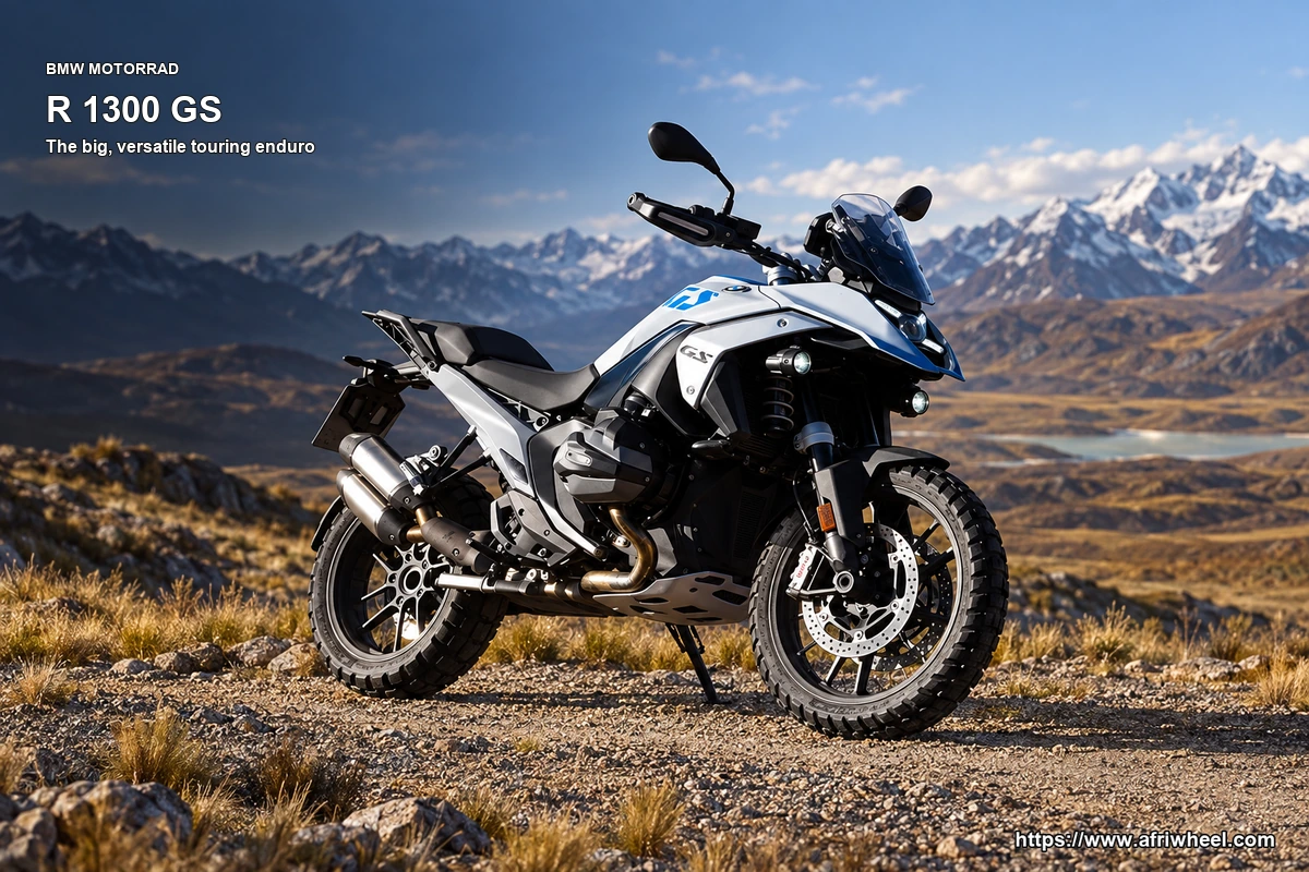 BMW Motorrad R 1300 GS Light White Racing Blue hero front three quarter production view