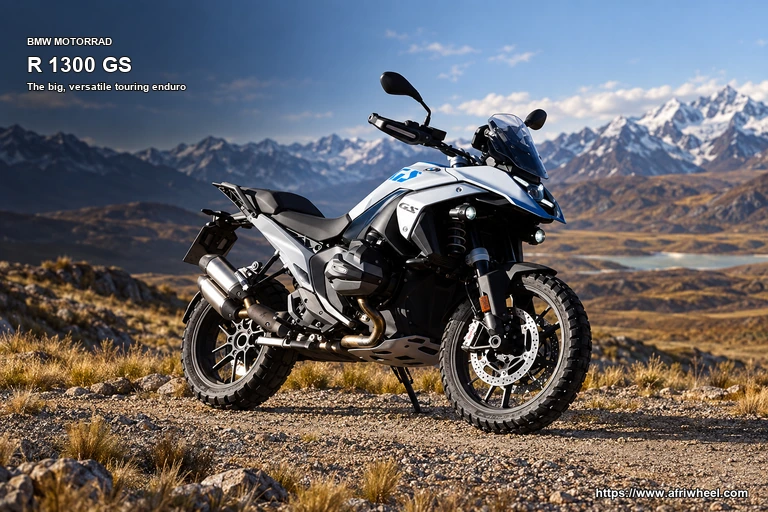 BMW Motorrad R 1300 GS Light White Racing Blue hero front three quarter production view