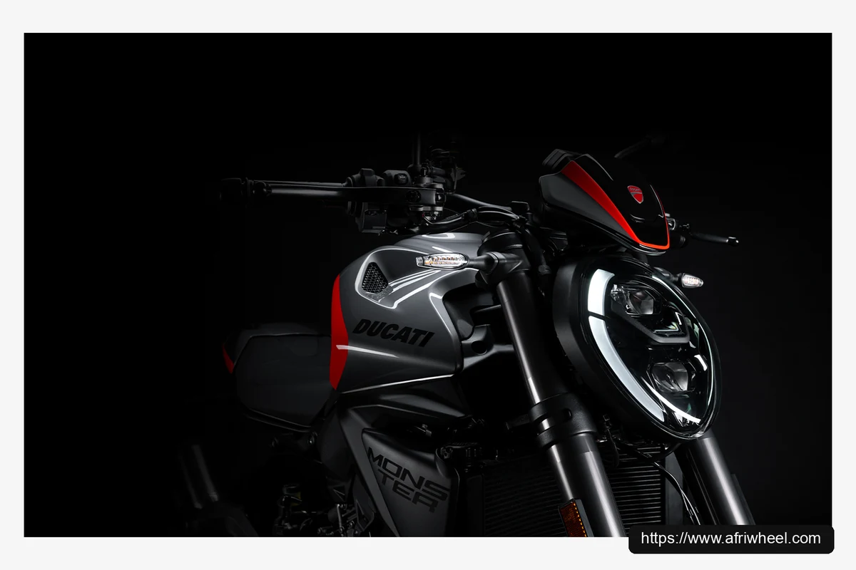 Ducati Monster + official South African reference hero three quarter