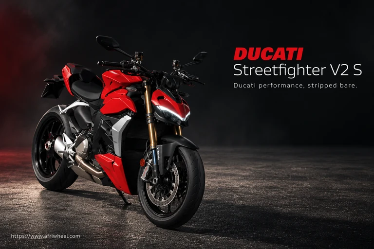 Ducati Streetfighter V2 S, front three-quarter hero campaign view showing the exact model geometry and components