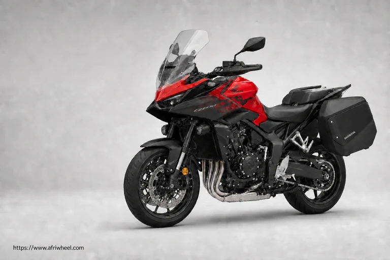 Honda CB1000GT in Grand Prix Red premium front three-quarter studio hero