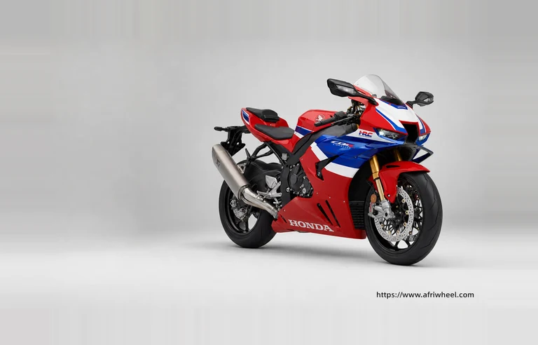 Honda CBR1000RR-R Fireblade SP in Tricolour front three-quarter studio hero