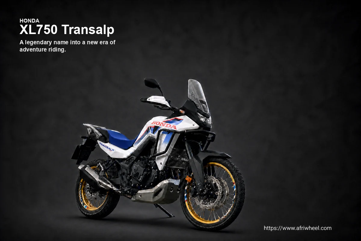Honda XL750 Transalp E-Clutch in Ross White official front three-quarter studio view