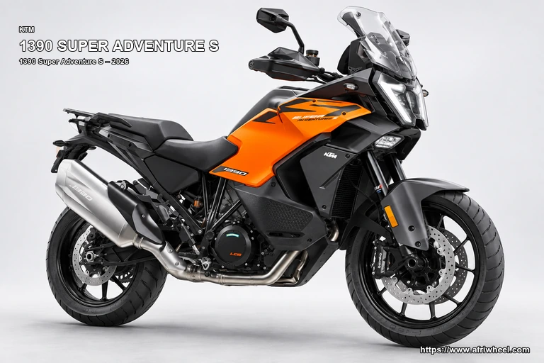 KTM 1390 Super Adventure S Orange / Black hero front three quarter production view
