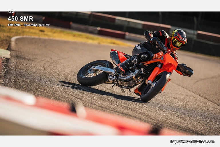 KTM 450 SMR Orange / Black hero front three quarter production view