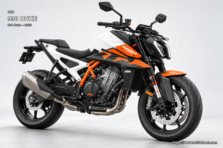 KTM 990 Duke Orange / Black hero front three quarter production view