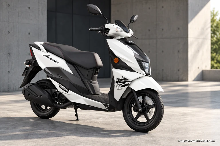 Avenis 125 Pearl Mirage White front three-quarter hero view