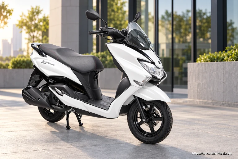 Burgman Street 125 Pearl Mirage White front three-quarter hero view