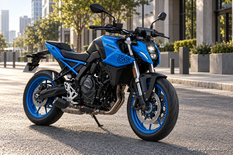 Blue Suzuki GSX-8S naked motorcycle front three-quarter view in South Africa