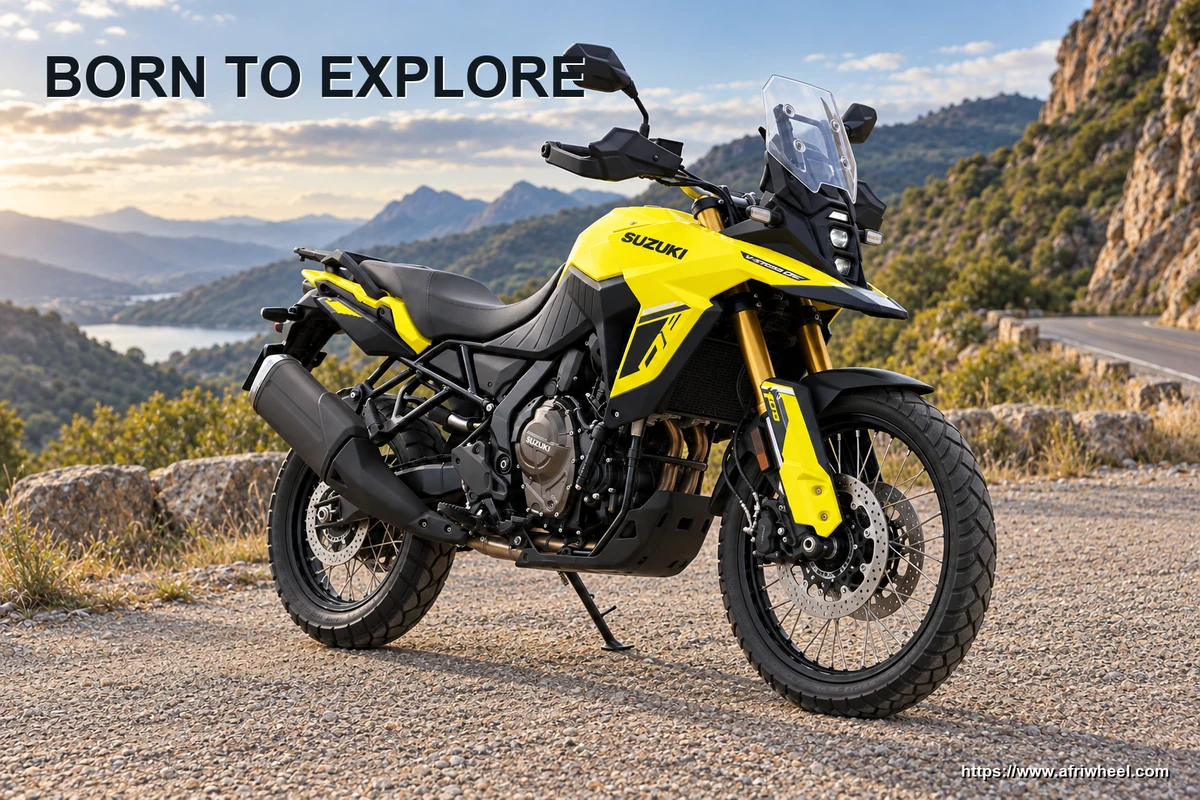Champion Yellow Suzuki V-Strom 800DE adventure motorcycle hero